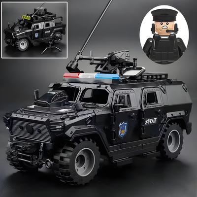 Leger Soldaat Politie Gangster WO2 Militair Gepantserd Voertuig Auto Wapens SWAT Machinegeweer Bouwstenen Figuur Model Baksteen Speelgoed