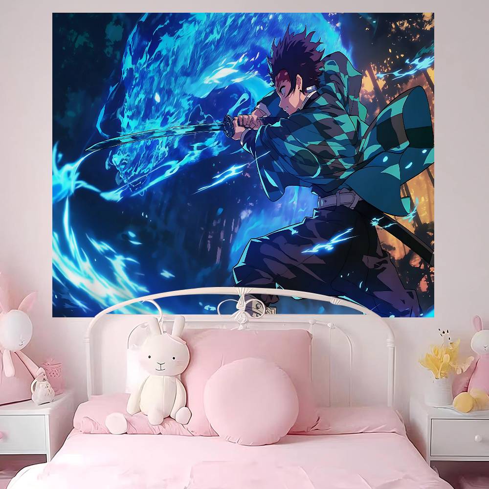 Anime Demon Slayer Kochou Shinobu Cartoon Tapestry Wall Hanging Decoration Household Home Decor