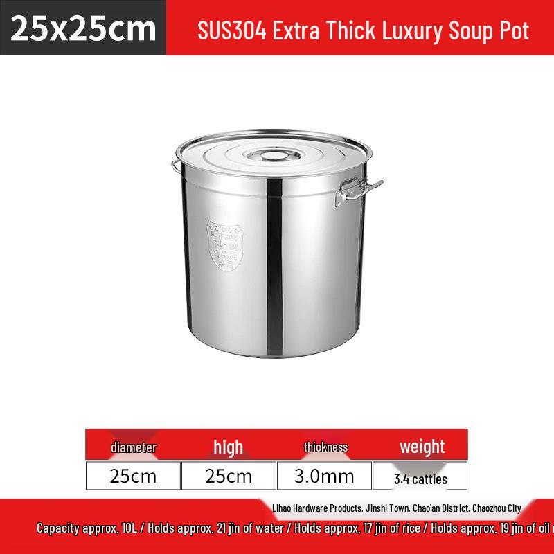 304 Stainless Steel Commercial Soup Pot with Lid - Large Multi-purpose Cookware for Soup, Braised Meat, Water Boiling, and Rice Cooking.