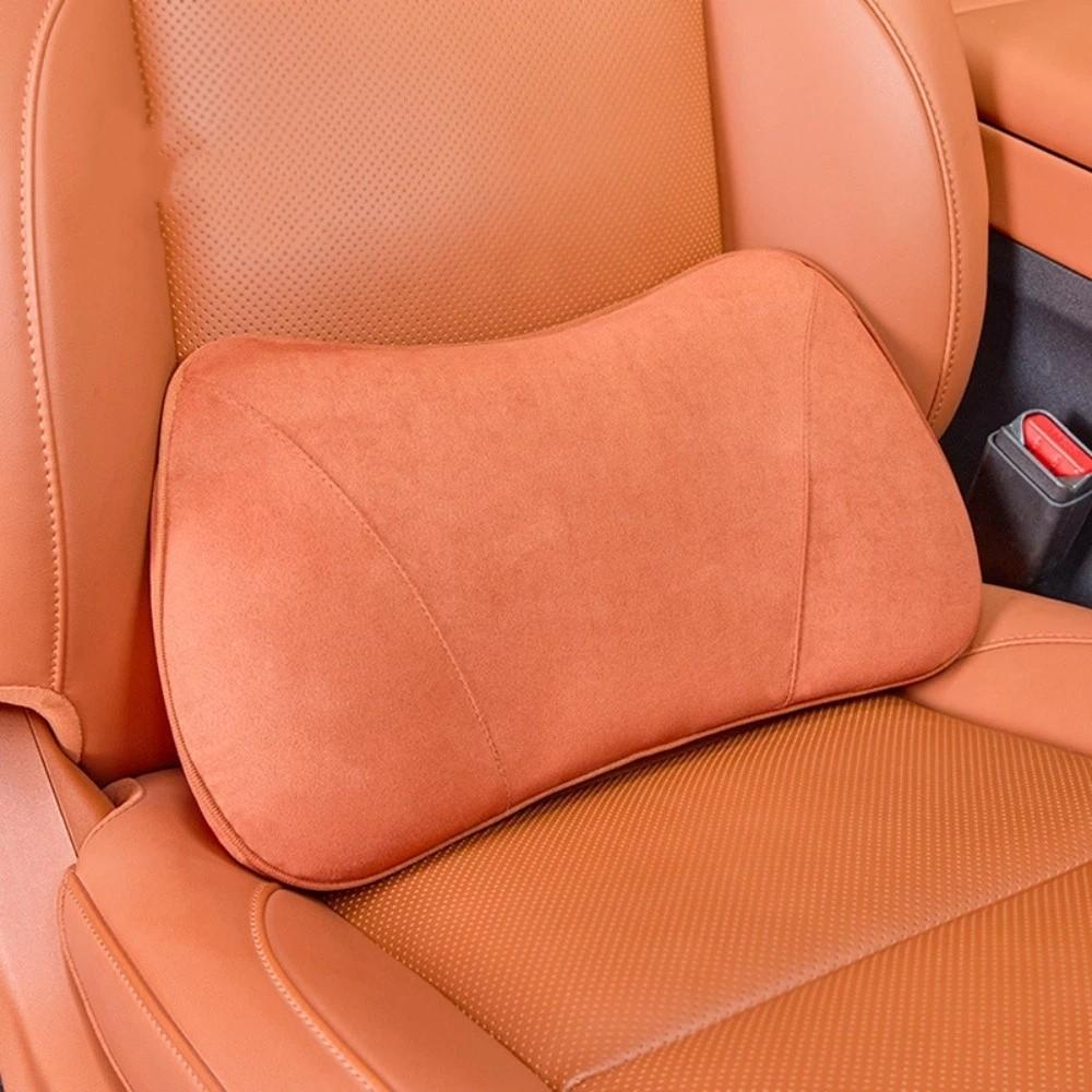 

Luxury Suede Lumbar Pillow Lower Back Pain Relief Comfort Lumbar Support Pillow Memory Foam Car Seat Cushion Vehicle Seats помаранчевий
