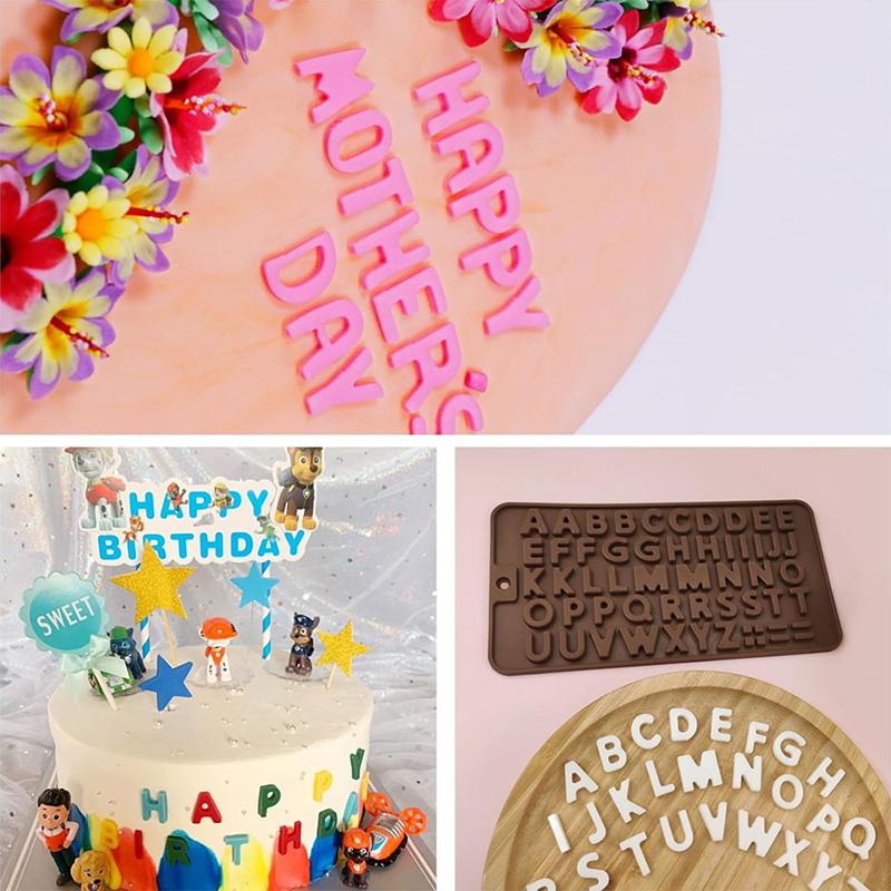 Silikonové formy na čokoládu ve tvaru písmen a čísel, abeceda, čísla, pekařské náčiní, s dekoracemi na dort k narozeninám, fondánová forma