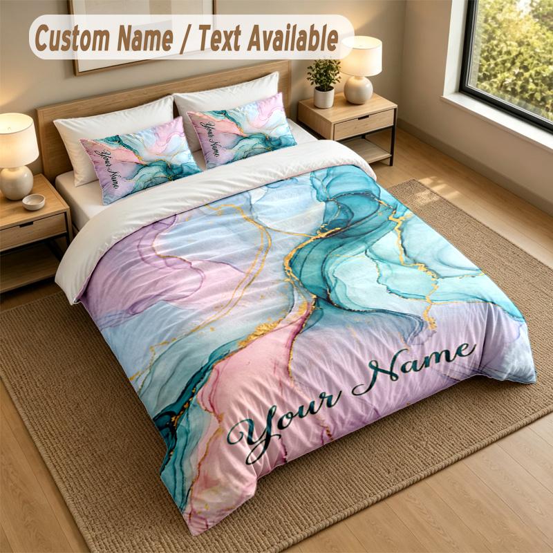 Decorative Artwork Theme Personalized 3Pcs Bedding Set Custom Text & Name 1 Sheet 2 Pillowcases Household Bedding 1pc