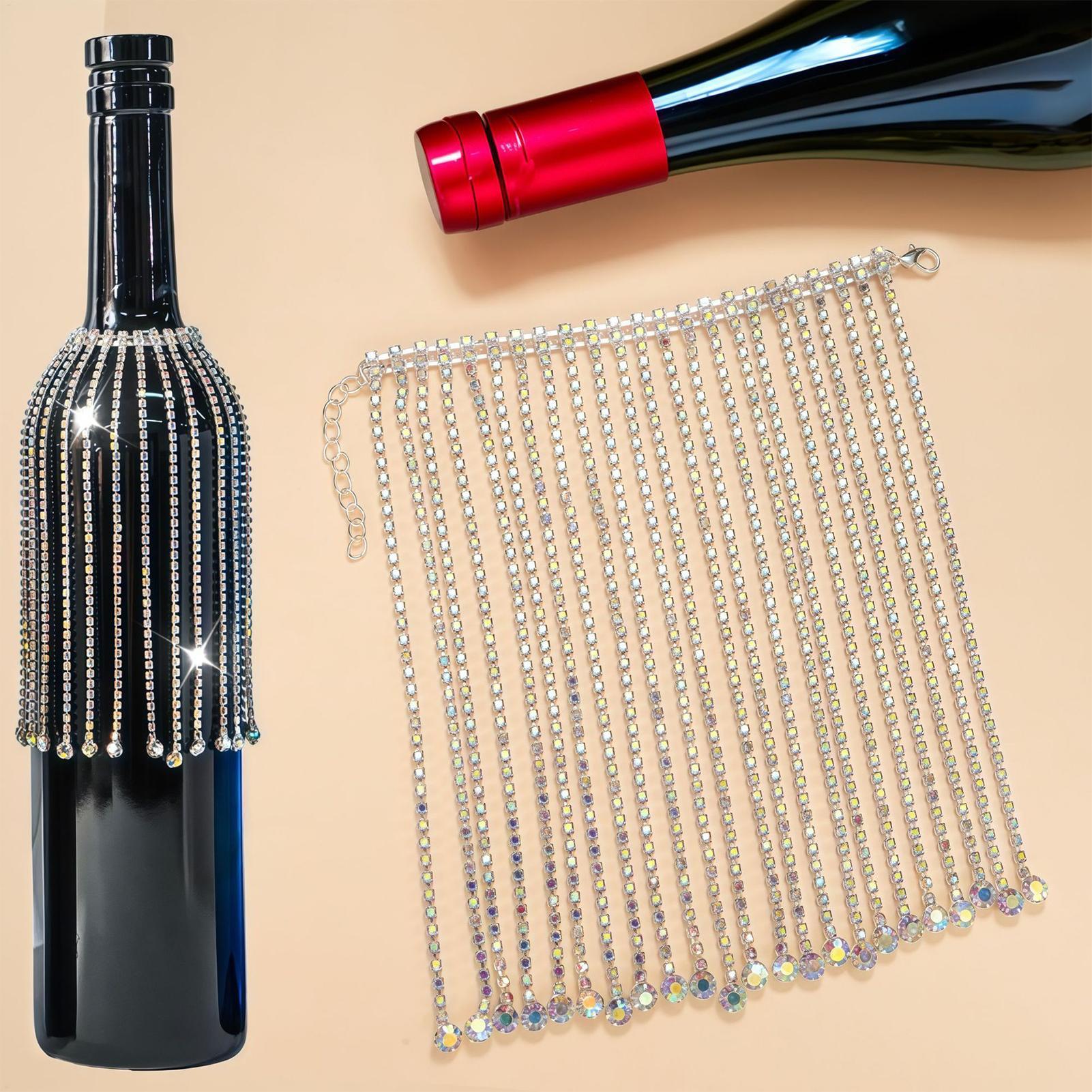 Rhinestone Wine Bottle Tassel Shiny Adjustable Wedding Decor Rhinestone Decorative Wine Bottle Fringe For Champagne Whiskey