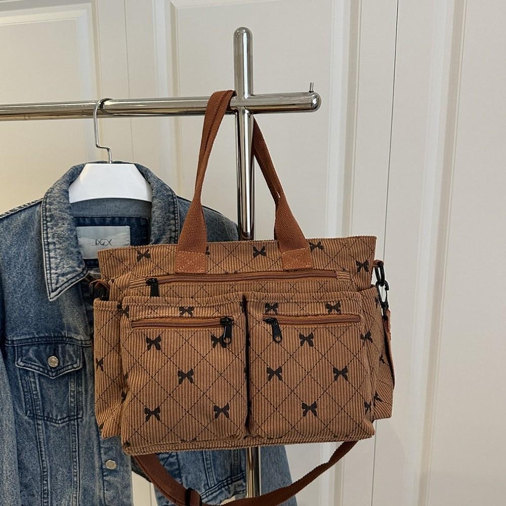 Bowknot Print Women's Shoulder Bag Large Capacity Commuting Handbag Underarm Tote Bag School