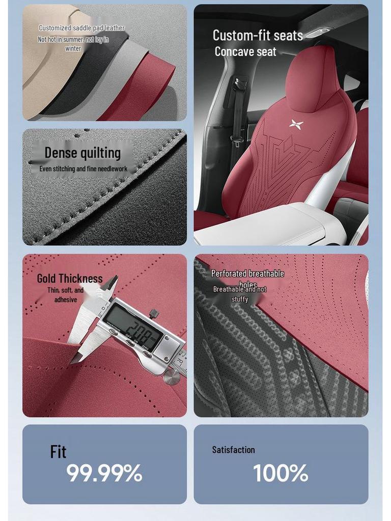 XPeng P7 Suede Car Seat Cover: Four-Season, Semi-Enclosed, Breathable Saddle Pad.