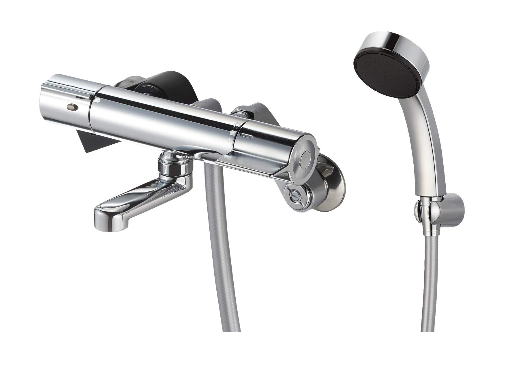 

SANEI Термостатический смеситель для душа Короткий излив, труба, 8 см, хромированный, водосберегающий душ, SK18C-S9L08