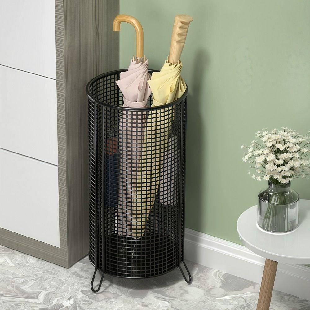 Practical Metal Umbrella Holder Drainage Design Stand Type Umbrella Barrel Durable Cylindrical Storage Rack Home Entrance