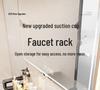 Wall-Mounted Bathroom Shelf with Mirror and Faucet Suction Cup Holder