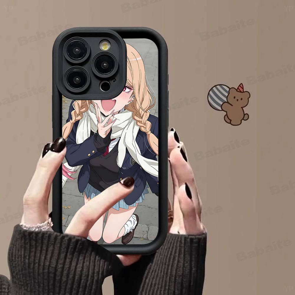 Marin Kitagawa Anime Phone Case For IPhone 17 16 15 14 13 12 11 Pro Max Plus Black Full Coverage TPU