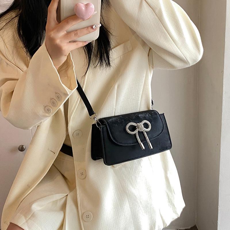 Fashionable Pu Leather Shoulder Crossbody Bag For Women With Elegant Bowknot Design