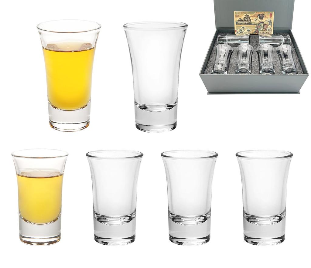 BA BON APPETIT Shot Glass Set (4 X 35ml and 2 X 70ml) - Perfect for Cocktails, Whiskey, and Chilled Drinks. Thick-Bottomed and High-Quality Box.