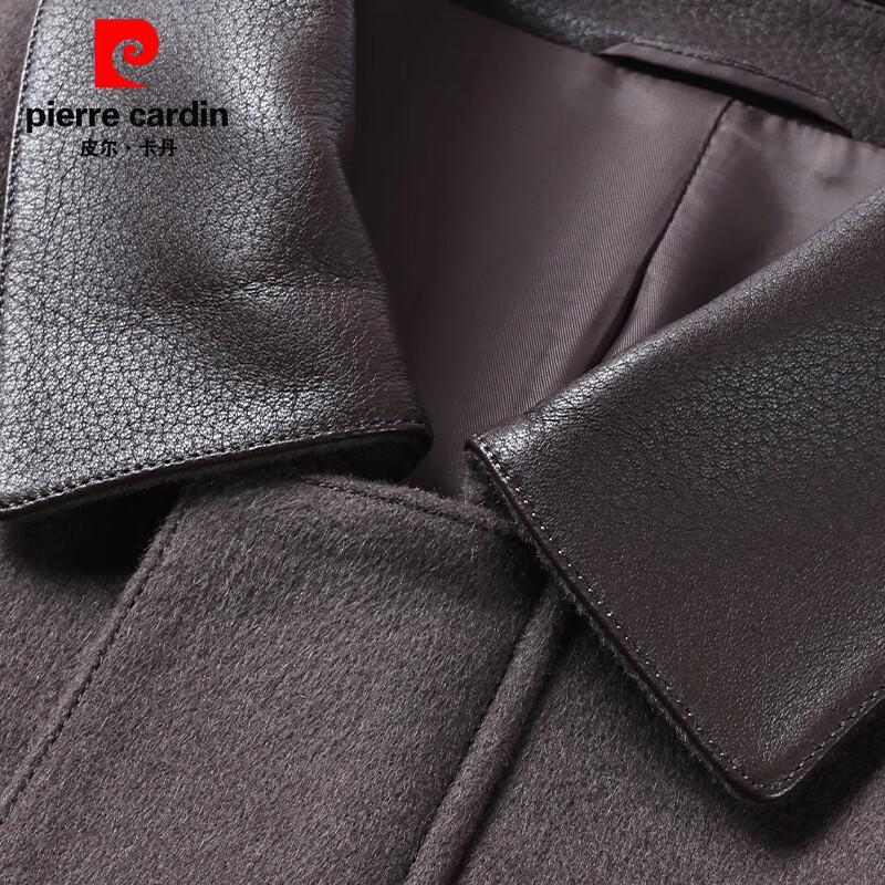 Pierre Cardin Men's Pure Wool Leather-Collar Jacket