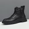 Leather Martin Boots Black Casual Leather Boots High Top Trendy Shoes Casual Shoes