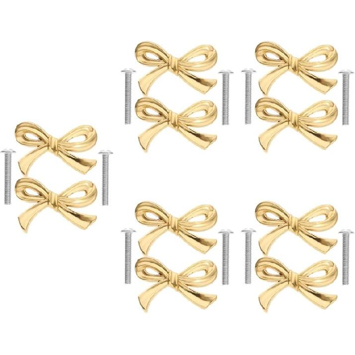 DOITOOL Decorative Bow Knobs for Dresser, Bow Shape Cabinet Knobs for Home Bedroom Kitchen Cabinets, Pack of 6
