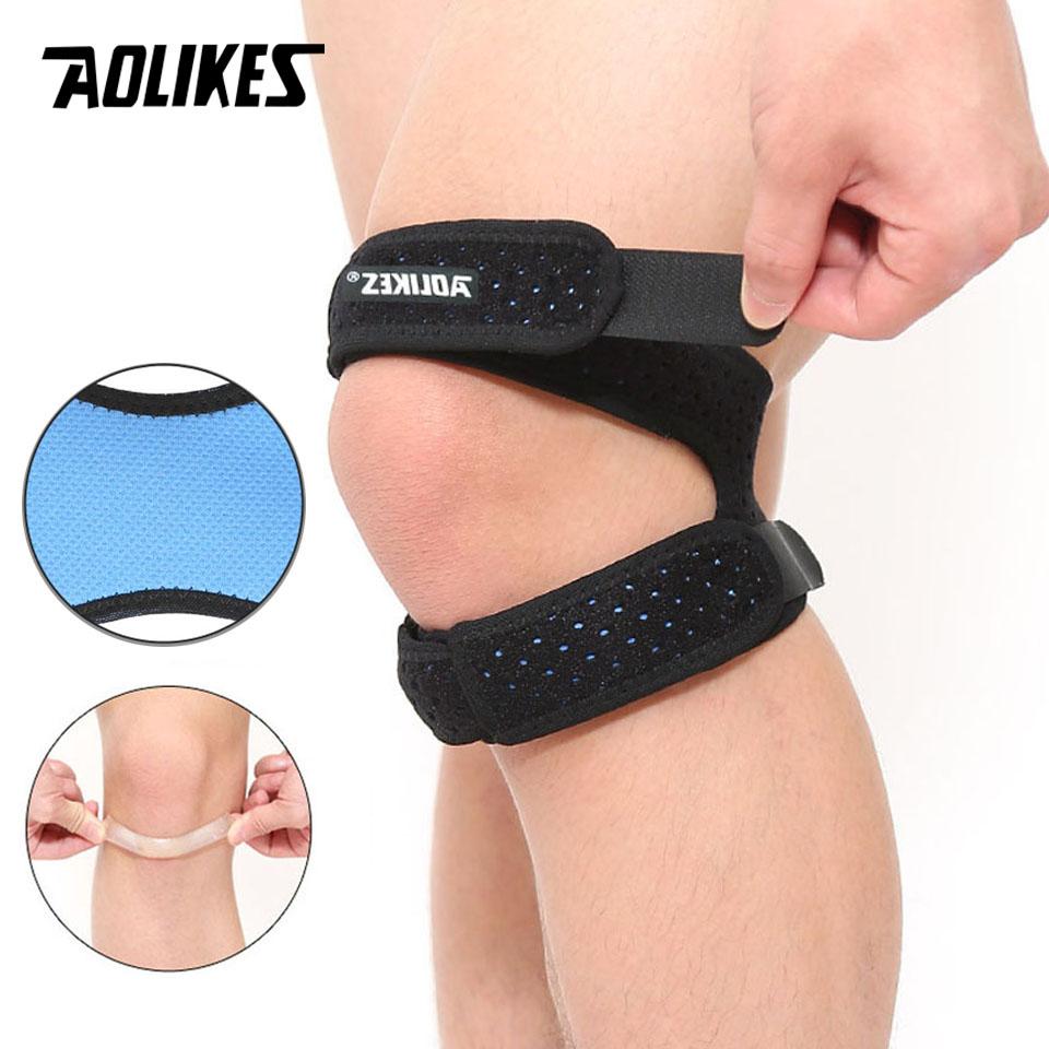 Aolikes Adjustable Patella Knee Strap Double Compression Pads Support For Running Basketball Football Cycling