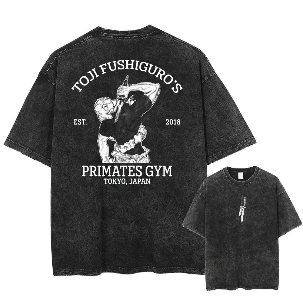 Anime Jujutsu Kaisen Fushiguro Toji Printed Tshirt Mens and Womens Washed Tshirt High Quality Vintage Tshirt Tops