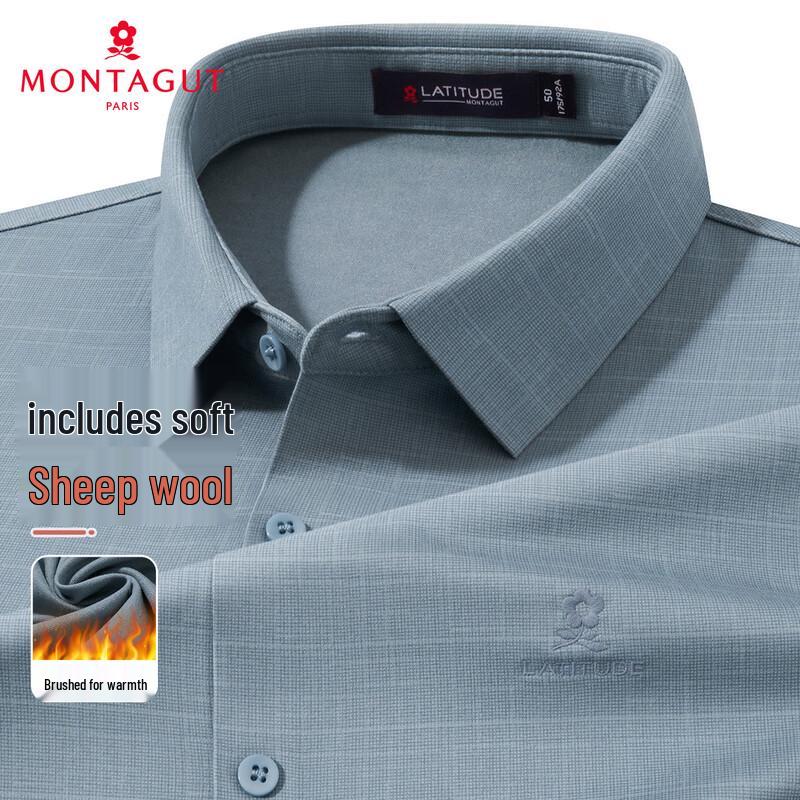 MONTAGUT Men s Wool Blend Brushed Long Sleeve Shirt 54