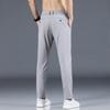 Pantalones casuales finos de primavera/verano para hombre, pantalones de seda helada para hombre, pantalones rectos ajustados coreanos de moda para hombre