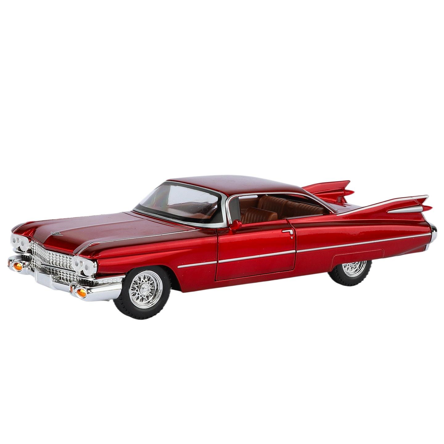 

Масштаб 1/24 Металева лита модель ретро-автомобіля Cadillac Eldorado 1959 Звук і світло Відтягування назад Подарунок для хлопчика Прикраса Іграшки на Хелловін червоний