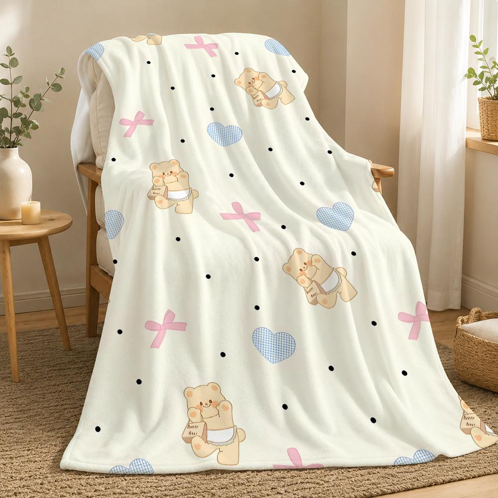 Butterbear Character Throw 240g flannel blanket, suitable for sofas, beds, offices,  exquisite gift blankets 75X95CM