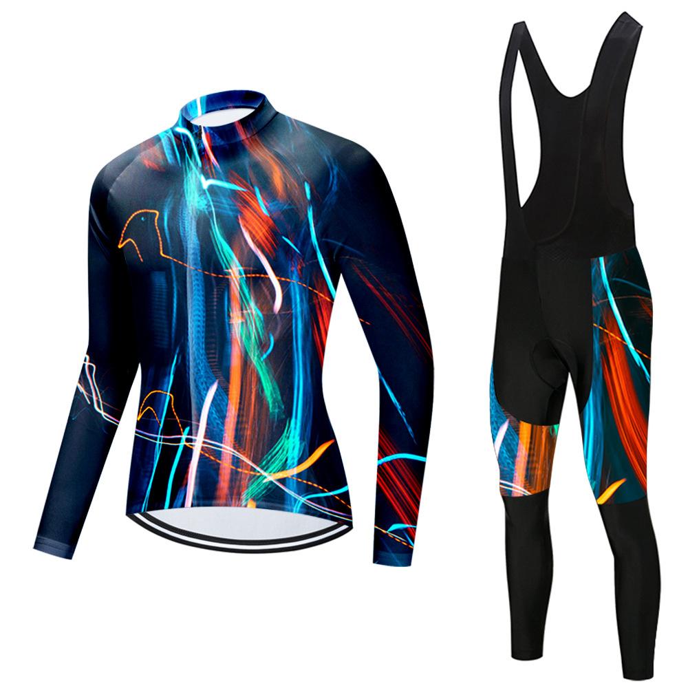 Set Long Sleeve Top Strap Pants Cycling Suit 2026 Autumn Breathable Cycling Suit Set