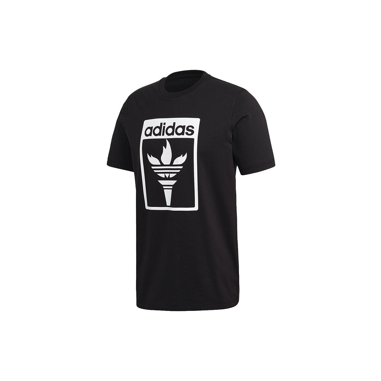 adidas originals Tee 1 Logo Printing Round Neck Short Sleeve Black Men s GK5909 XS