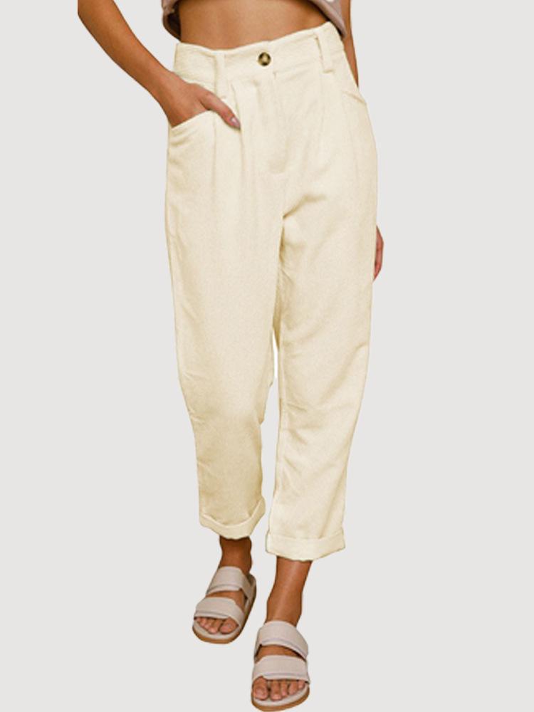 2025 Spring & Autumn Women's Corduroy Harem Cigarette Pants - Retro, Cropped, Casual Style.