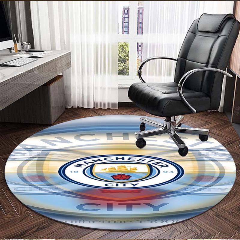 Manchester City FC Print Ronde Vloerkleed, Wasbaar Vloerkleed, Voor Entree Slaapzaal Wasruimte Kantoor Studiekamer, Woondecoratie Verjaardag Kerstcadeau