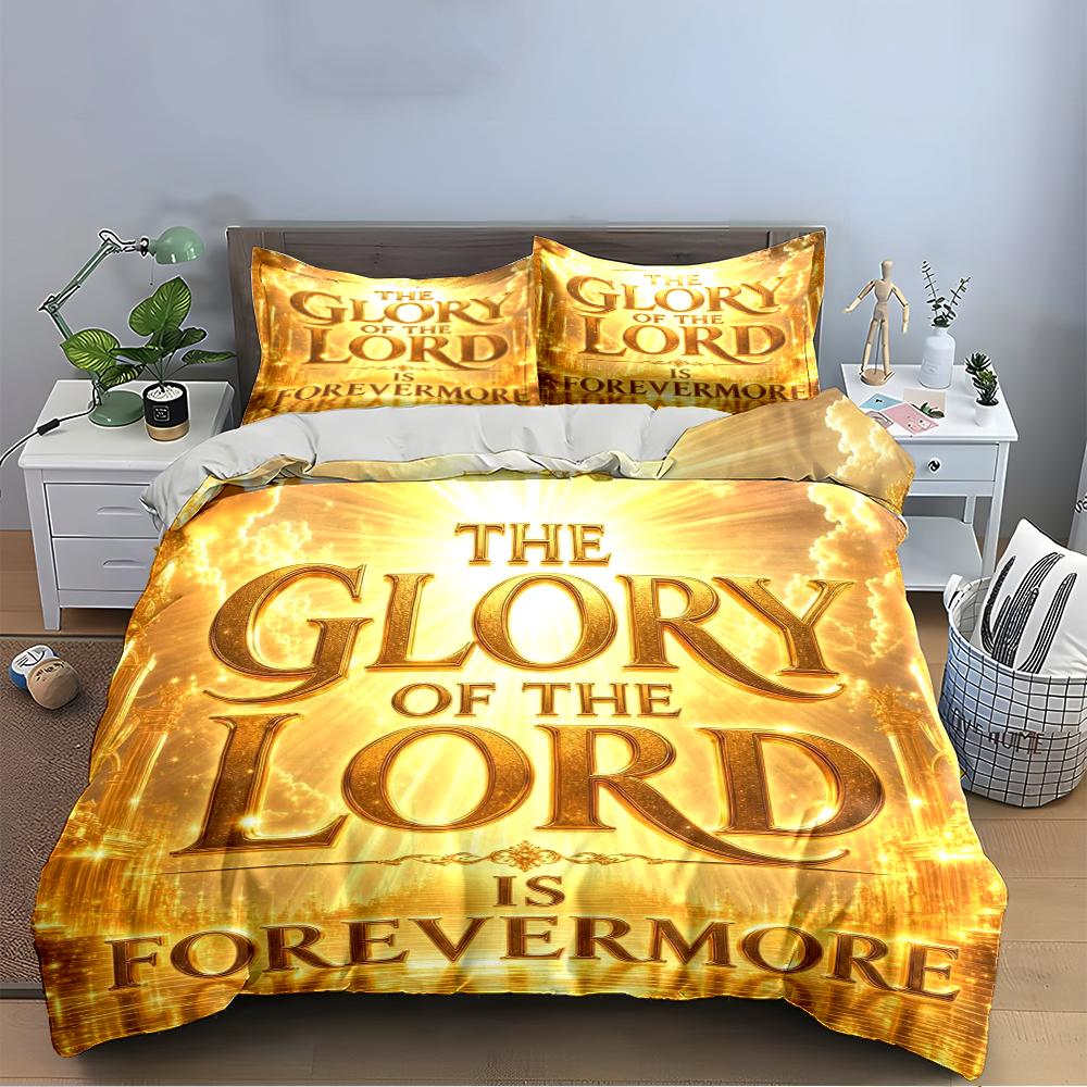 Glory of the Lord Golden Bedding Set Bedding set (1 duvet cover, 2 pillowcases, duvet not included)