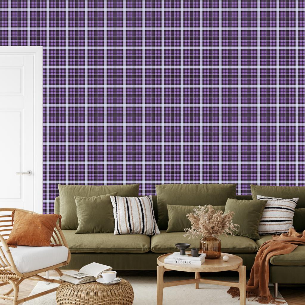 Purple and Plum Checkered Wallpaper for Living Room and Bedroom 50x1000