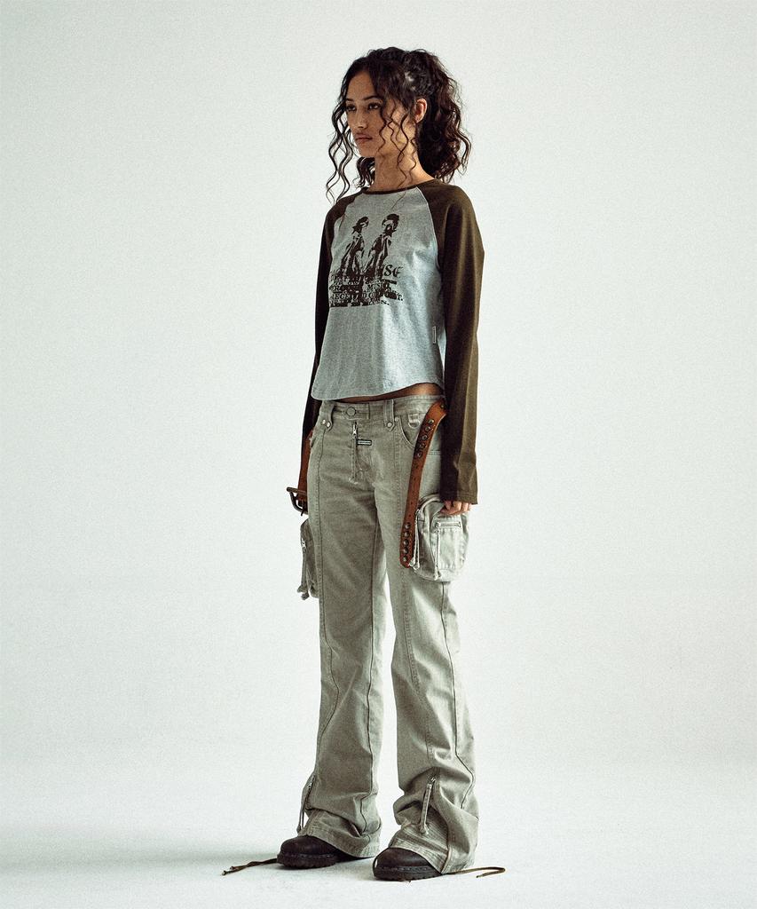 THEVINYLHOUSE Twin Raglan Ls Tee(W) Gray