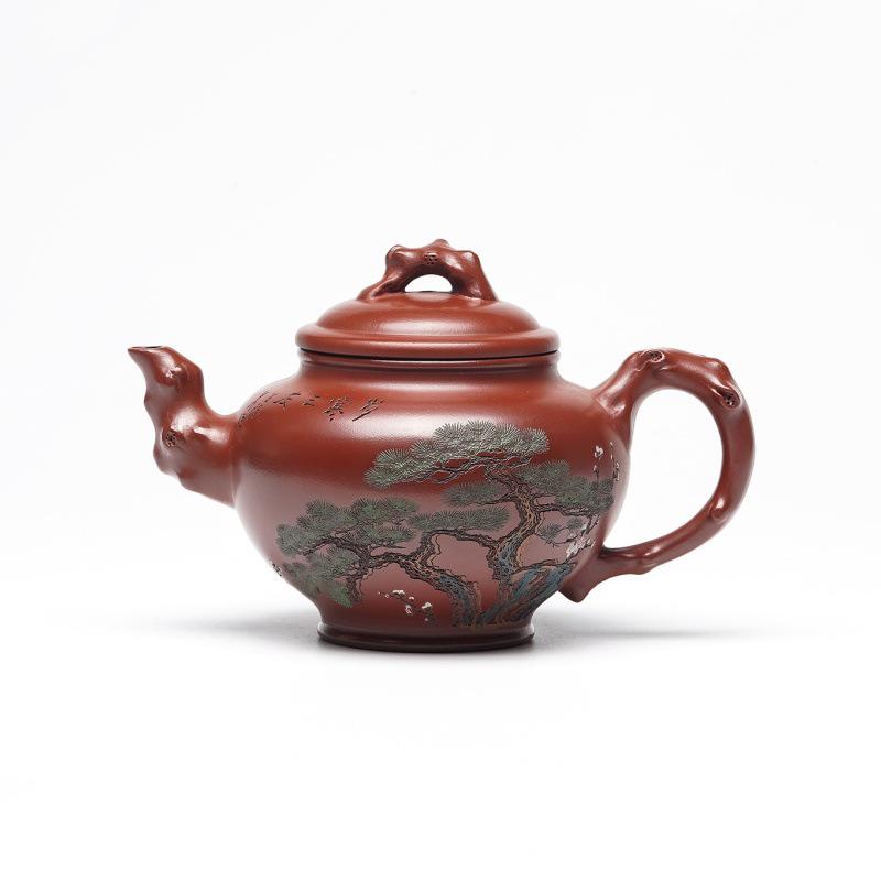 Yixing Zisha Raw Ore Da Hong Pao Handmade Teapot - Three Friends of Winter and Spring Collection Gift Set.