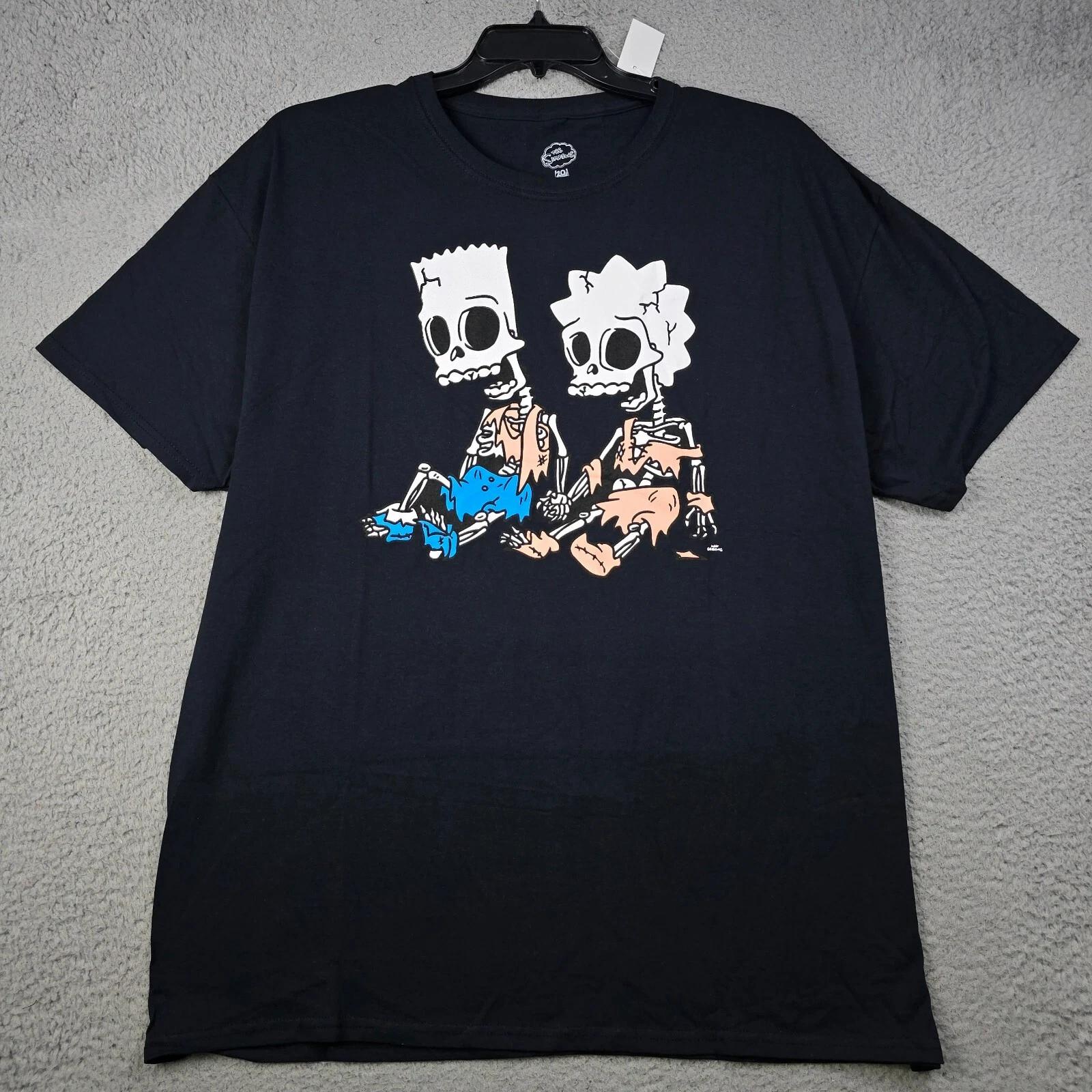 BART LISA SIMPSONS SKELETONS SHIRT MENS XL Extra LARGE BLACK Classic Retro NWT S