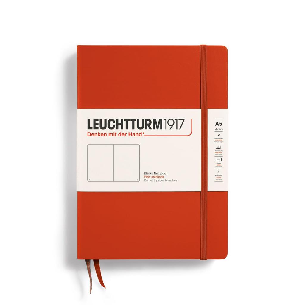 Leuchtturm A5 Fox Officially Imported Notebook, Plain, Red, 367250,