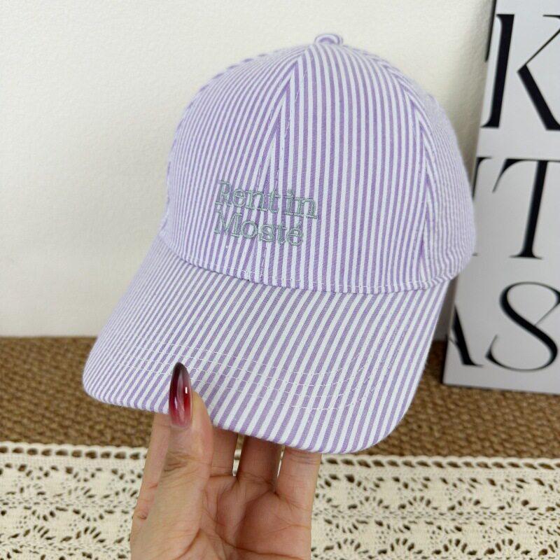 New quick-drying empty top light and breathable baseball cap women's fashion versatile striped embroidered letter sunshade cap