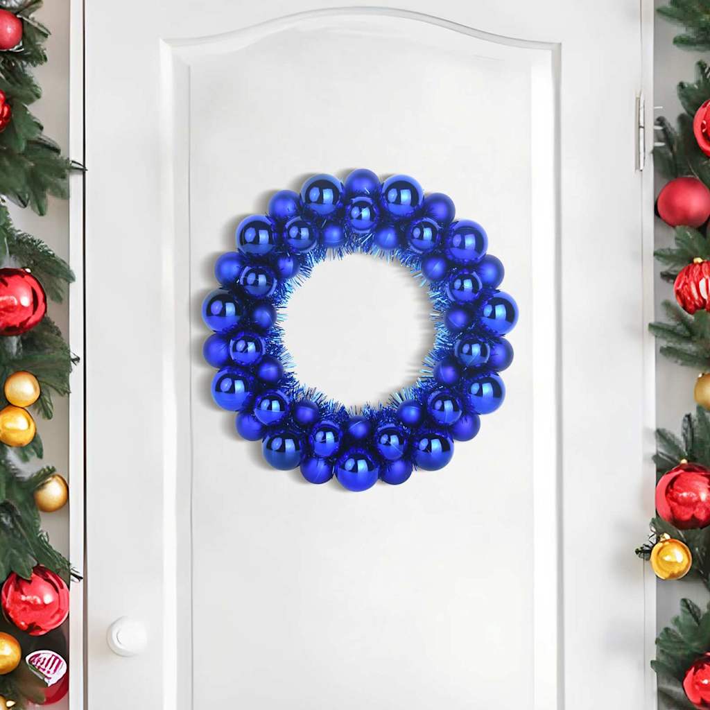 Christmas Ball Wreaths 2 pcs Blue 33 x 33 x 7 cm Polystyrene