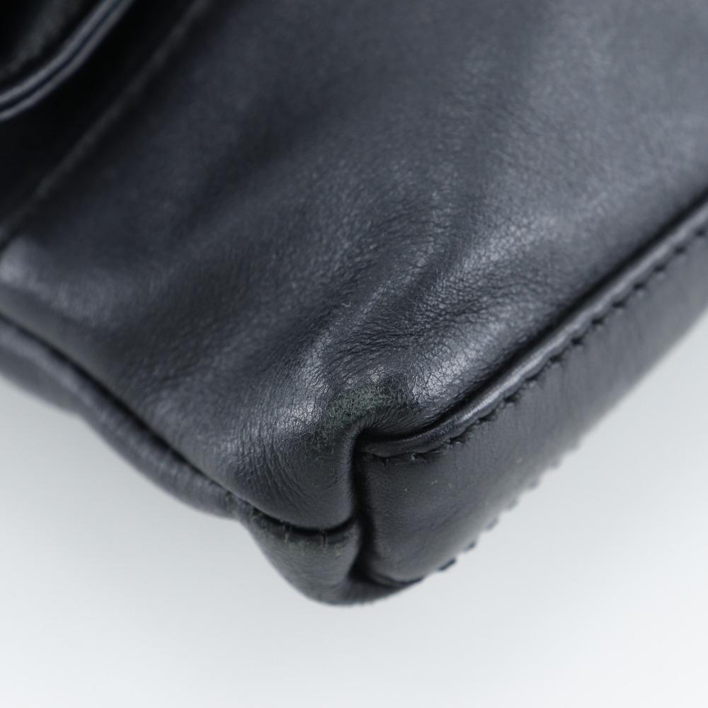 Tory Burch logo Shoulder Bag 2-way clutch black Calfskin Women Used