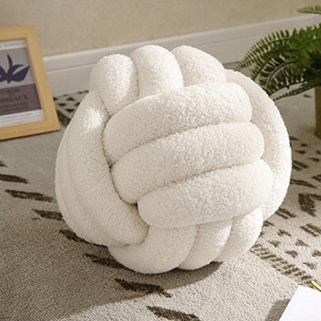 Knotted Ball Throw Pillow Ultra Soft Companionship Decorative Hand-woven Knotted Ball Plush Toy Velvet PP Cotton Sofa Cushion