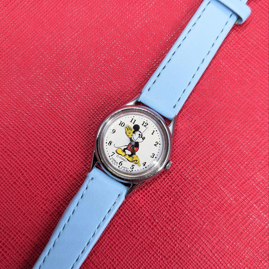 Used LORUS Mickey Watch Ladies Blue Leather Belt