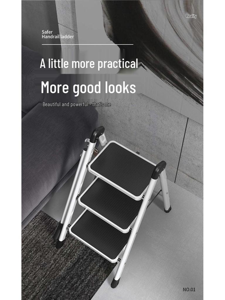 Multi-Functional Telescopic A-Frame Ladder: Indoor Folding Ladder with 3-4 Steps, Thickened for Stability.