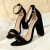 Mode Sommer Mode Schlicht Klassisch Damen Wildleder Offene Zehen Hohe Absätze Sandalen Gelb Gladiator Quadratische Absätze Plateau Schuhe
