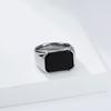 European and American Simple Glossy Black Gemstone Titanium Steel Ring Male Personality Fashion Wear Stainless Steel Jewelry