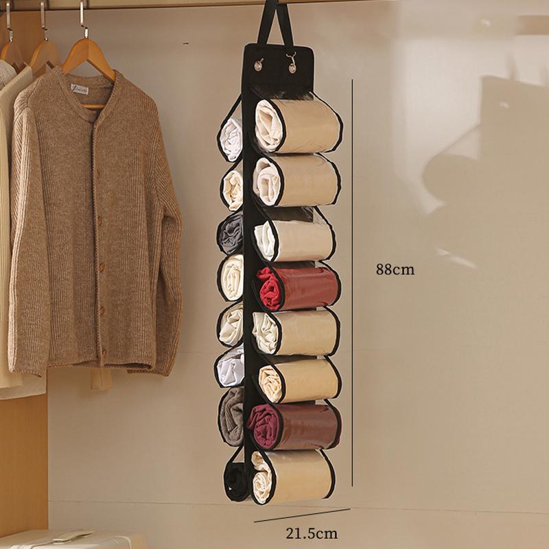 Sac de Rangement pour Leggings Cintre de Rangement Compartiment de Rangement Cintre Pliable Organisateur de Leggings Vêtements Placards Portables Porte-Rouleau