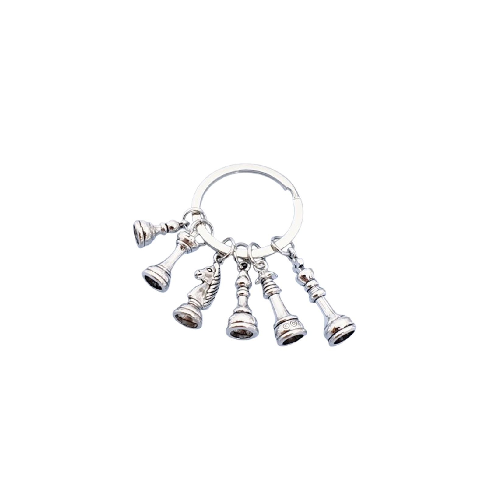 

Брелок для ключей с гальваническим покрытием в стиле ретро-шахматы, креативный брелок для ключей в виде сумки для автомобиля One Size белый