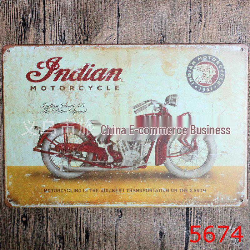 

Retro Motorcycle Tin Painting for Home Decor - Frameless Wall Art for Bar or Hotel 20x30 cm