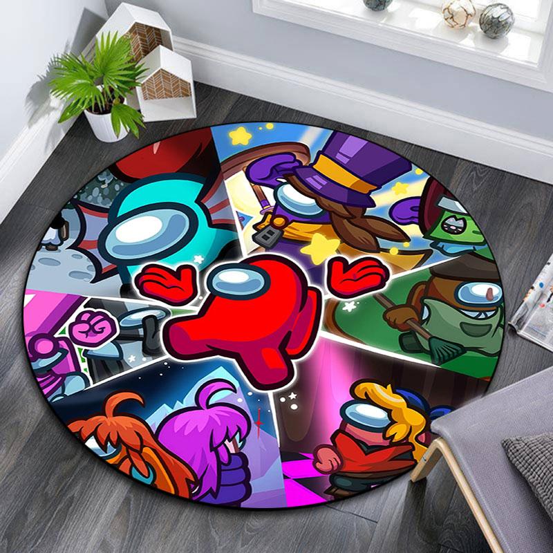 Among Us,Round Area Rug,Carpet Rug for Living Room Bedroom Sofa Playroom Decor,Non-slip Floor Mat