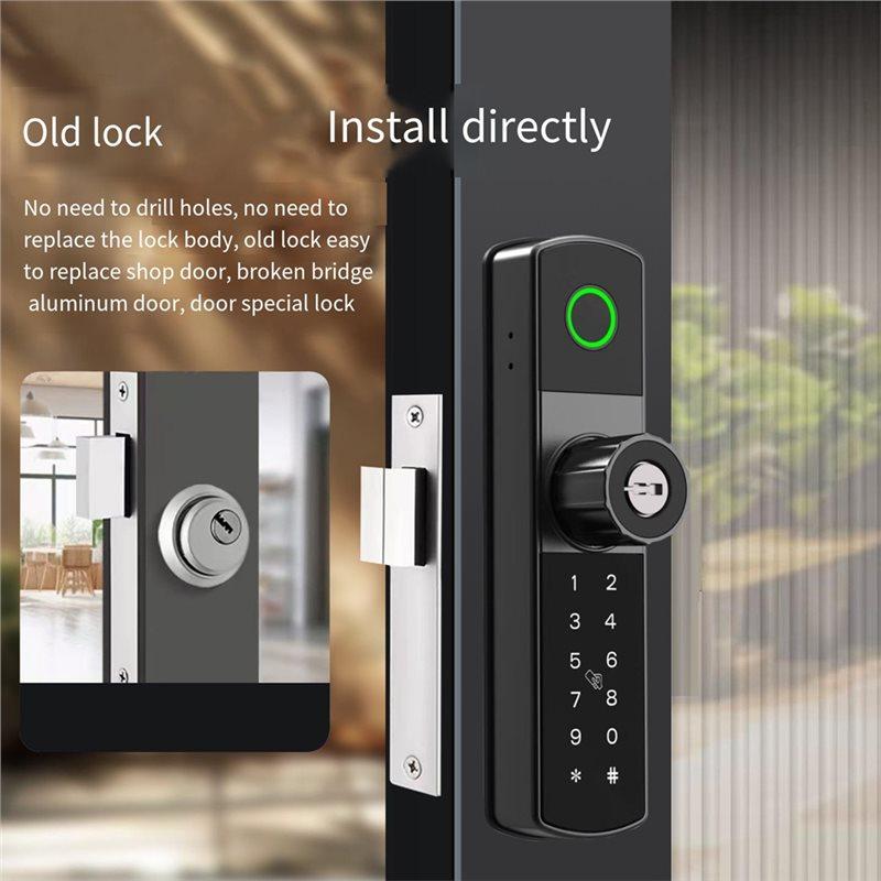 A25F-Tuya Wifi Digital Electronic Smart Door Lock With Biometric Fingerprint Smart Card Password Key Unlock