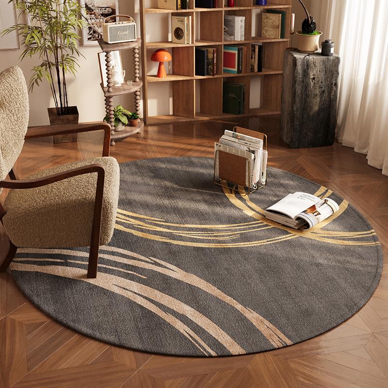 

Light Luxury Bedroom Decor Round Carpet Modern Style Carpets for Living Room Washable Bedside Soft Floor Mat Anti-slip Study Rug 80x80CM