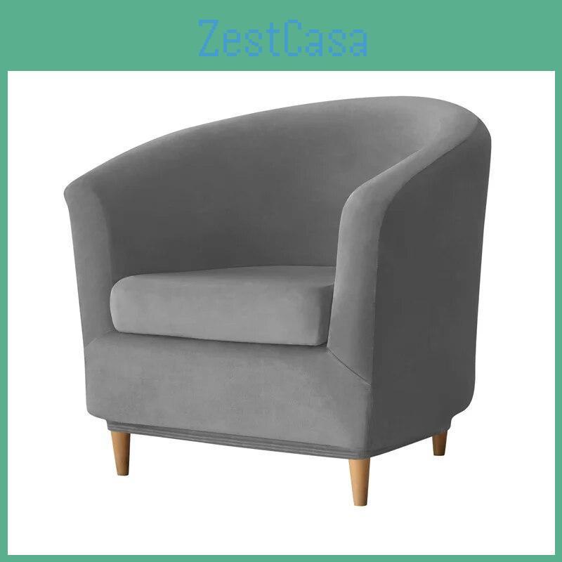 Chair Tub Elastic Velvet Cover Single Sofa Slipcover Living Room Washable Club Armchair Cover 1 Seater Furniture Protector Home