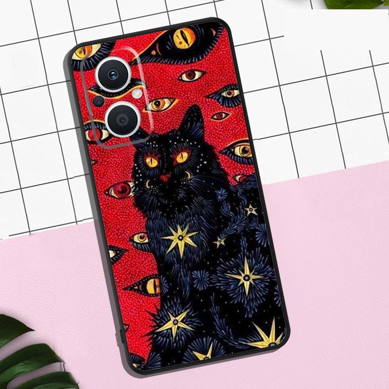 Death Tarot Cat Case For OPPO Reno 13 12 11 F 8T 7 8 10 Pro OPPO Find X8 Pro X6 Pro X3 X5 Lite Cover Coque